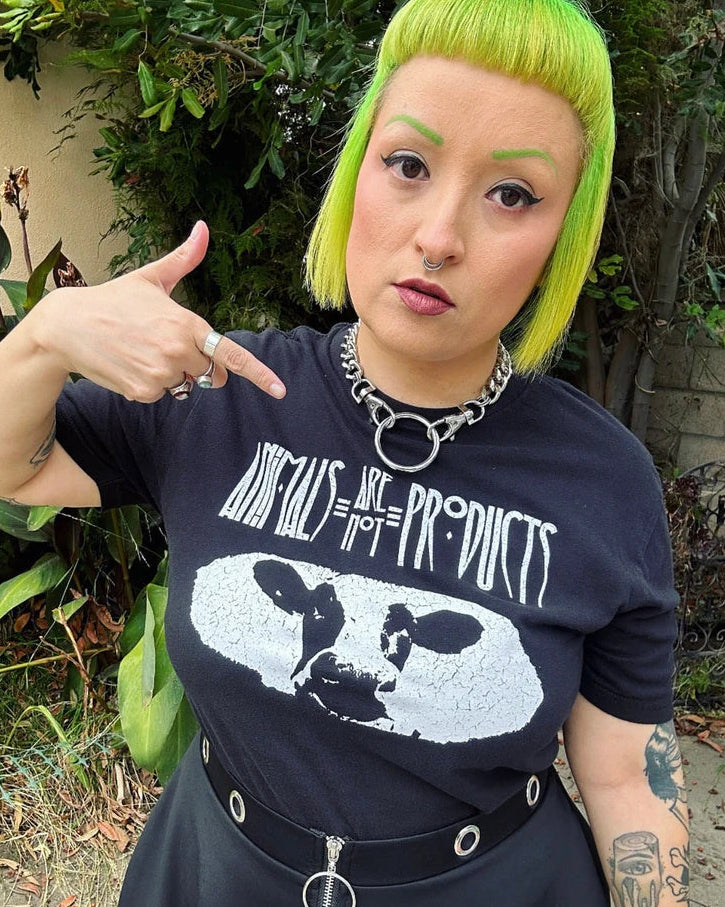 Vegan Power Co 'Plant Based' Acid Wash Noir T-shirt unisexe