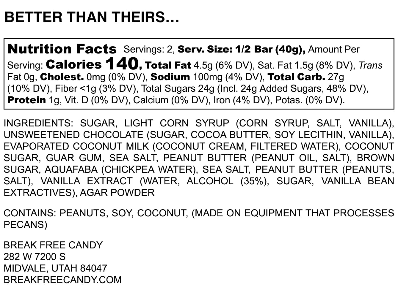 Break Free Better Than Theirs Chocolate Bar - 80g