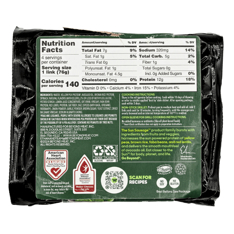 Beyond Meat Pesto Sausages - 302g