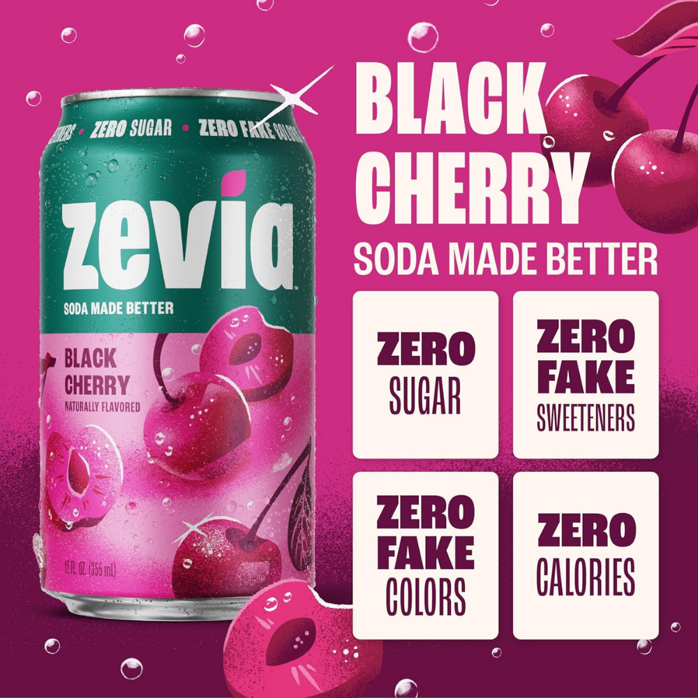 Zevia Black Cherry Zero Sugar Soda - 355ml