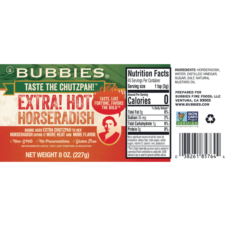Bubbies Extra Hot Horseradish - 227ml