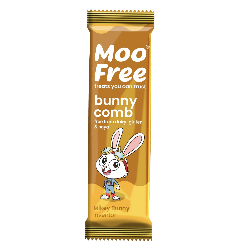 Moo Free 'Bunnycomb' Vegan Honeycomb Milk Chocolate Mini Bar - 20g