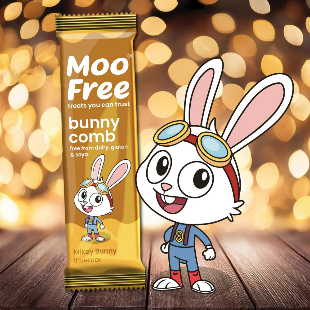 Moo Free 'Bunnycomb' Vegan Honeycomb Milk Chocolate Mini Bar - 20g