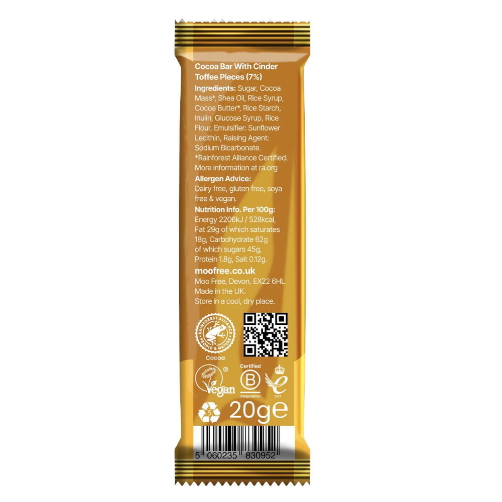 Moo Free 'Bunnycomb' Vegan Honeycomb Milk Chocolate Mini Bar - 20g