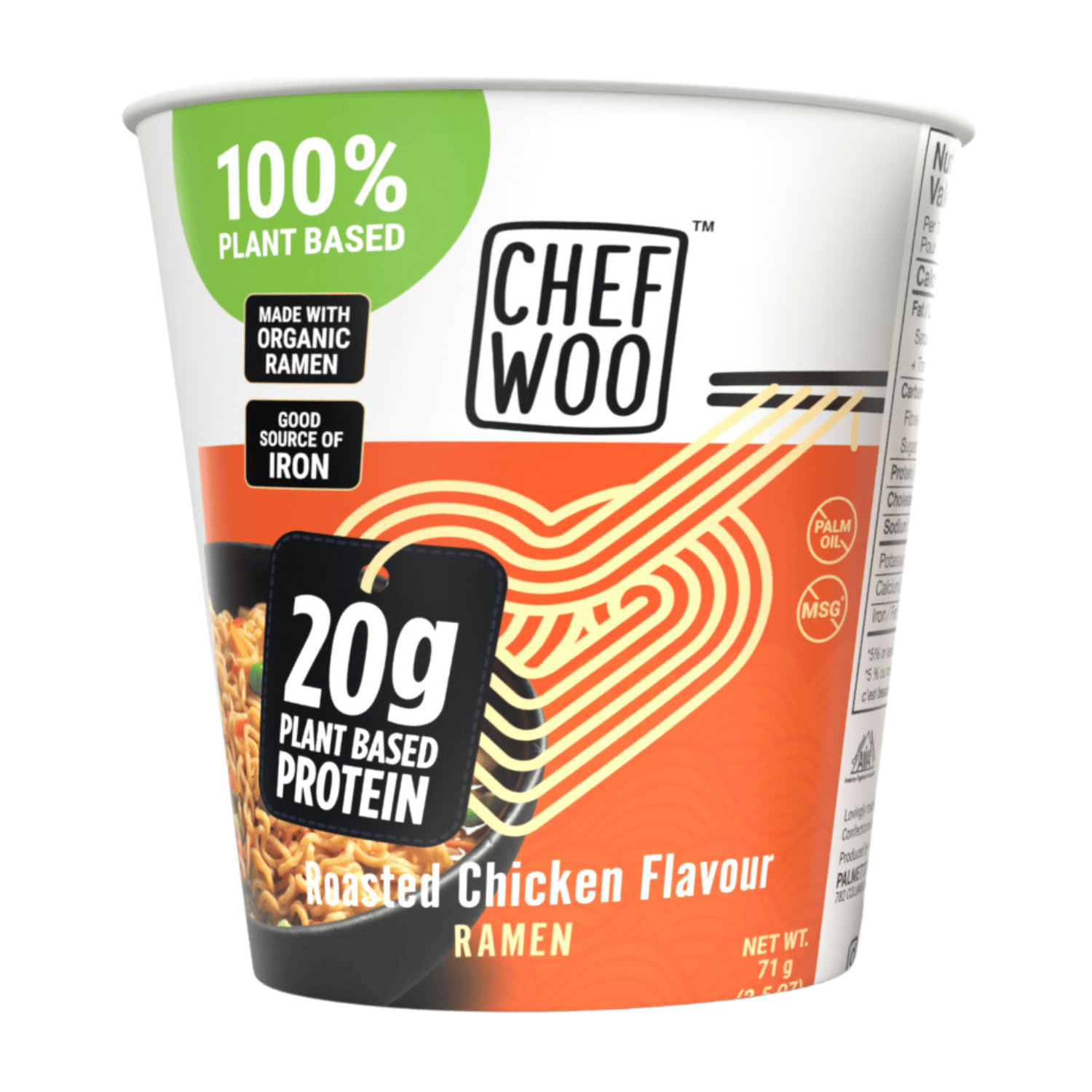 Chef Woo Vegan Roasted Chicken Flavour Ramen Cup - 71g