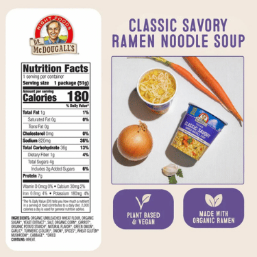 Tasse de ramen au poulet Dr. McDougall's - 50g