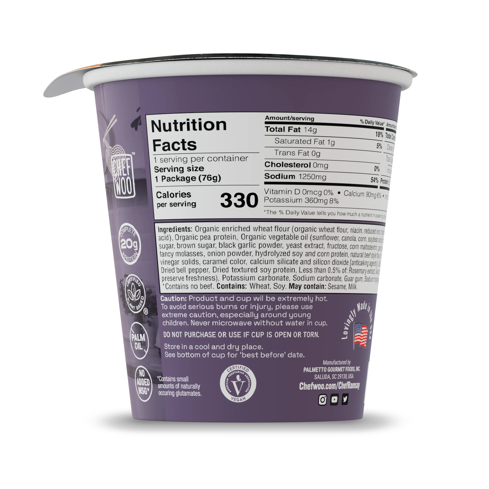 Chef Woo Black Garlic Beef Flavour Ramen Noodles by Chef Ramsay Cup - 76g