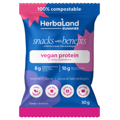 Herbaland Snacks With Benefits Mixed Berry Vegan Protein Gummies - 50g
