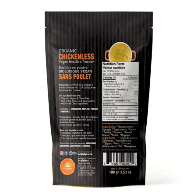 Ecoideas Bouillon Végétalien Sans Poulet Bio - 100g