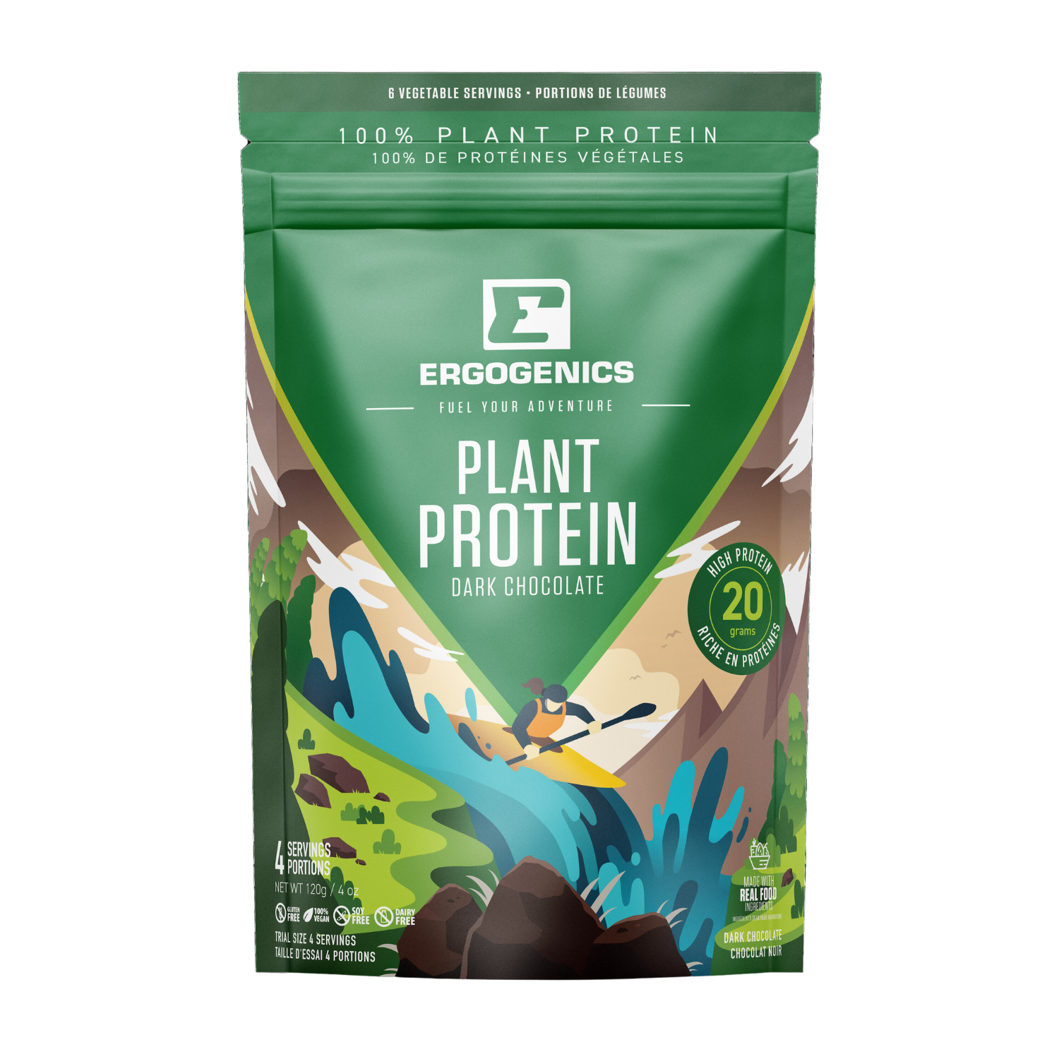 Ergogenics Protéines + Verts Chocolat Noir - 120g
