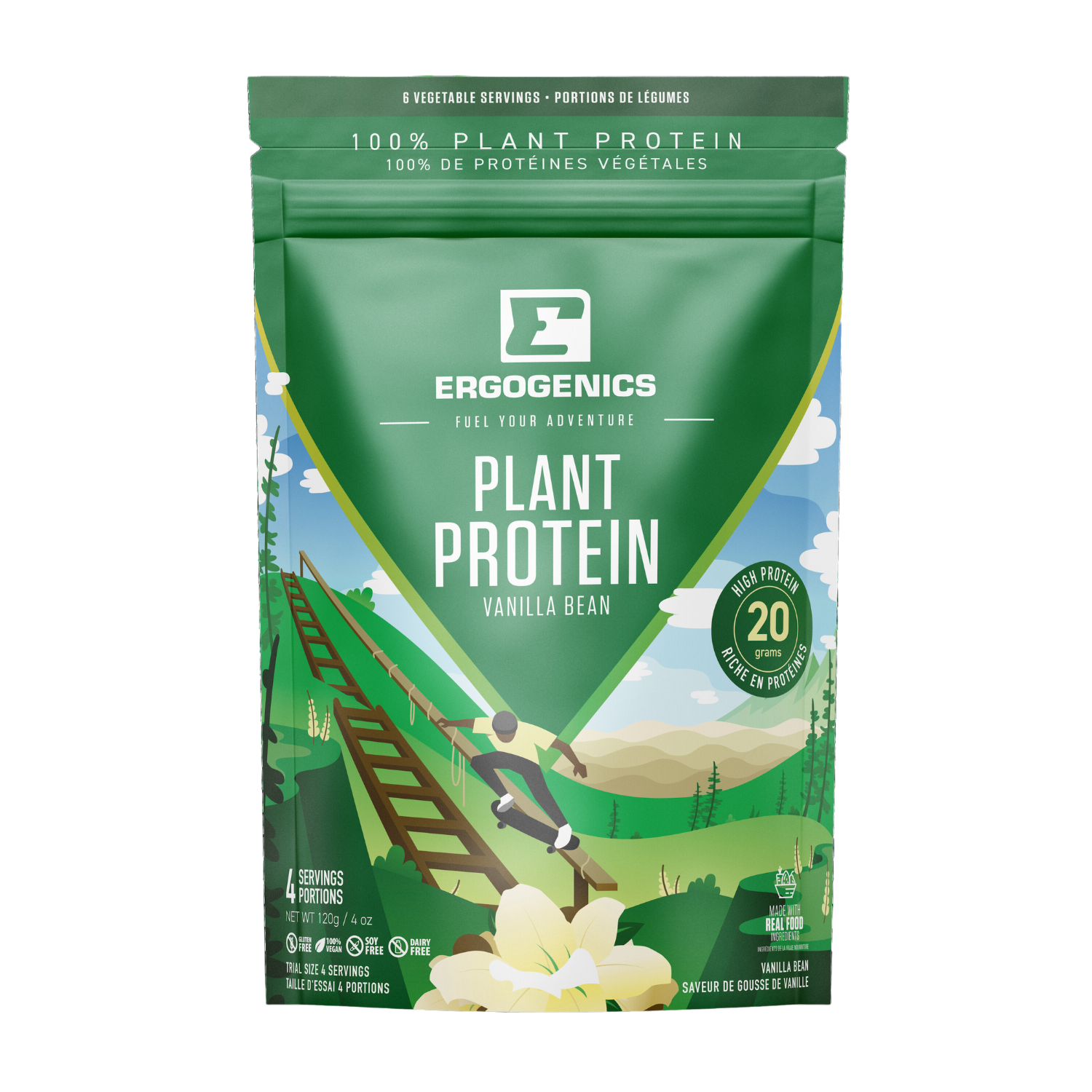 Ergogenics Protéines Végétales + Gousse de Vanille Verte - 120g