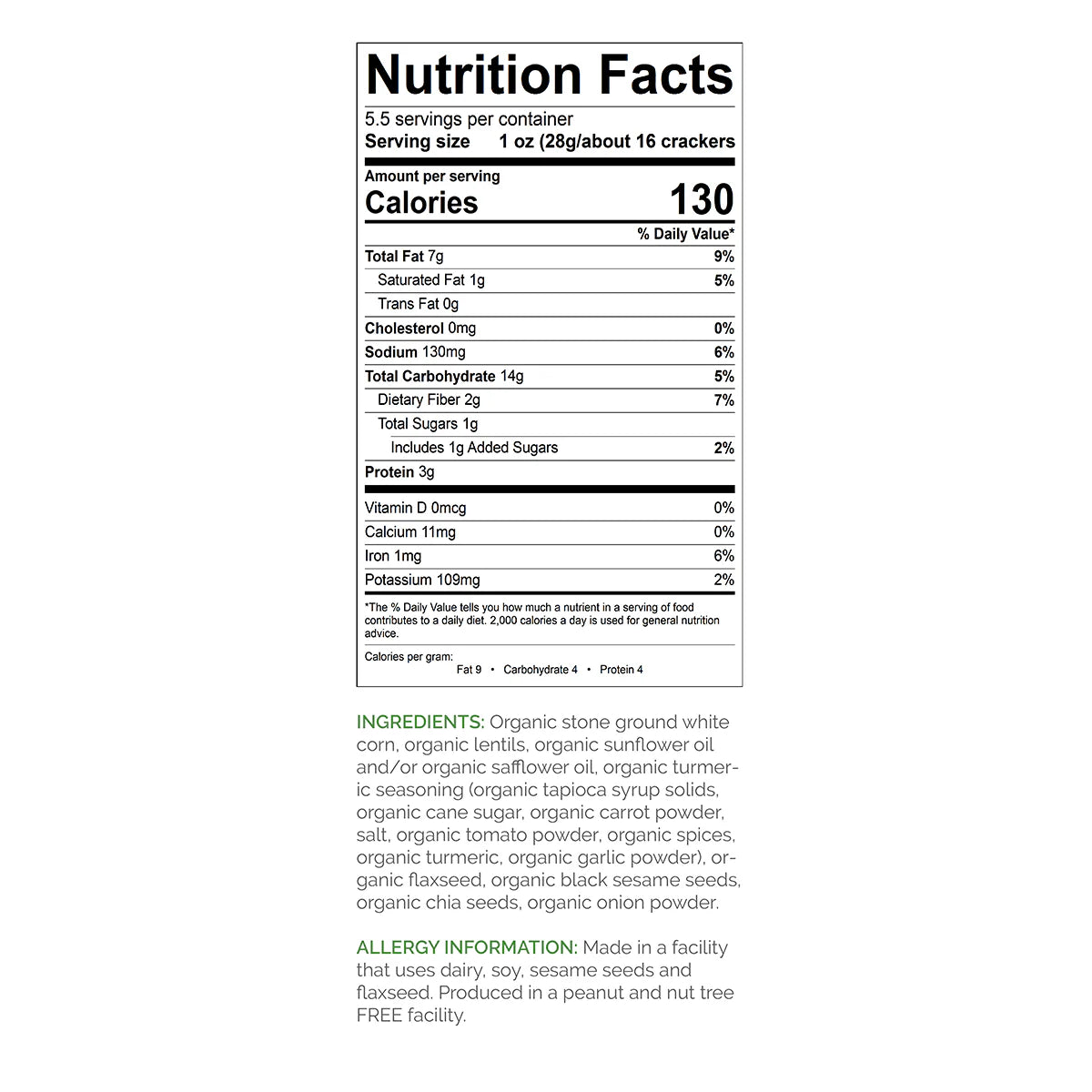 RW Garcia Organic Lentil Turmeric Crackers - 155g