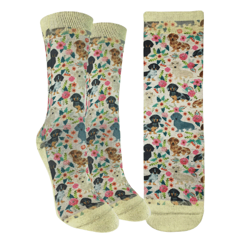 Good Luck Sock Floral Dachshunds Socks