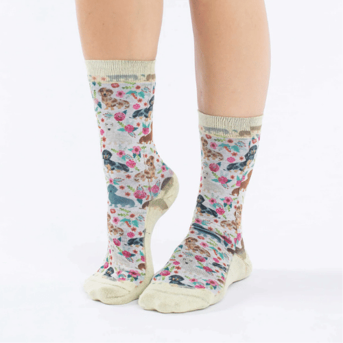Good Luck Sock Floral Dachshunds Socks