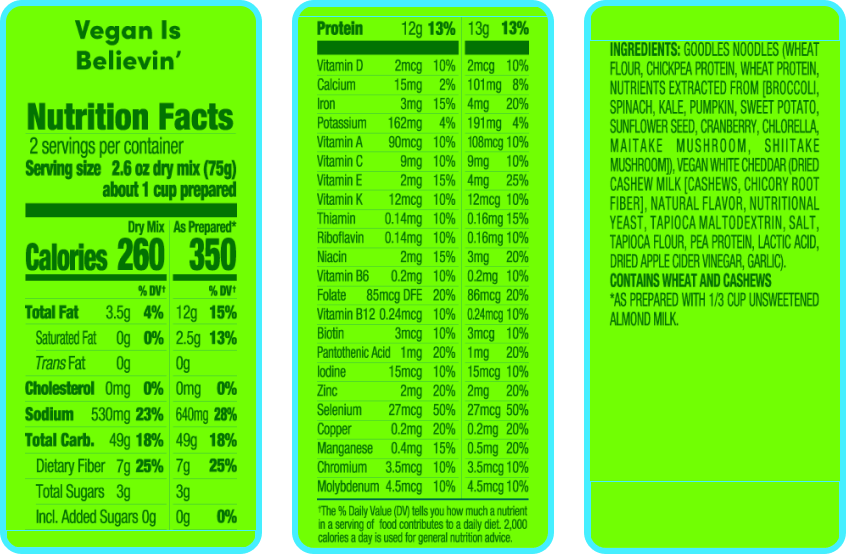 Goodles Vegan is Believin' Mac and Cheese - 149g