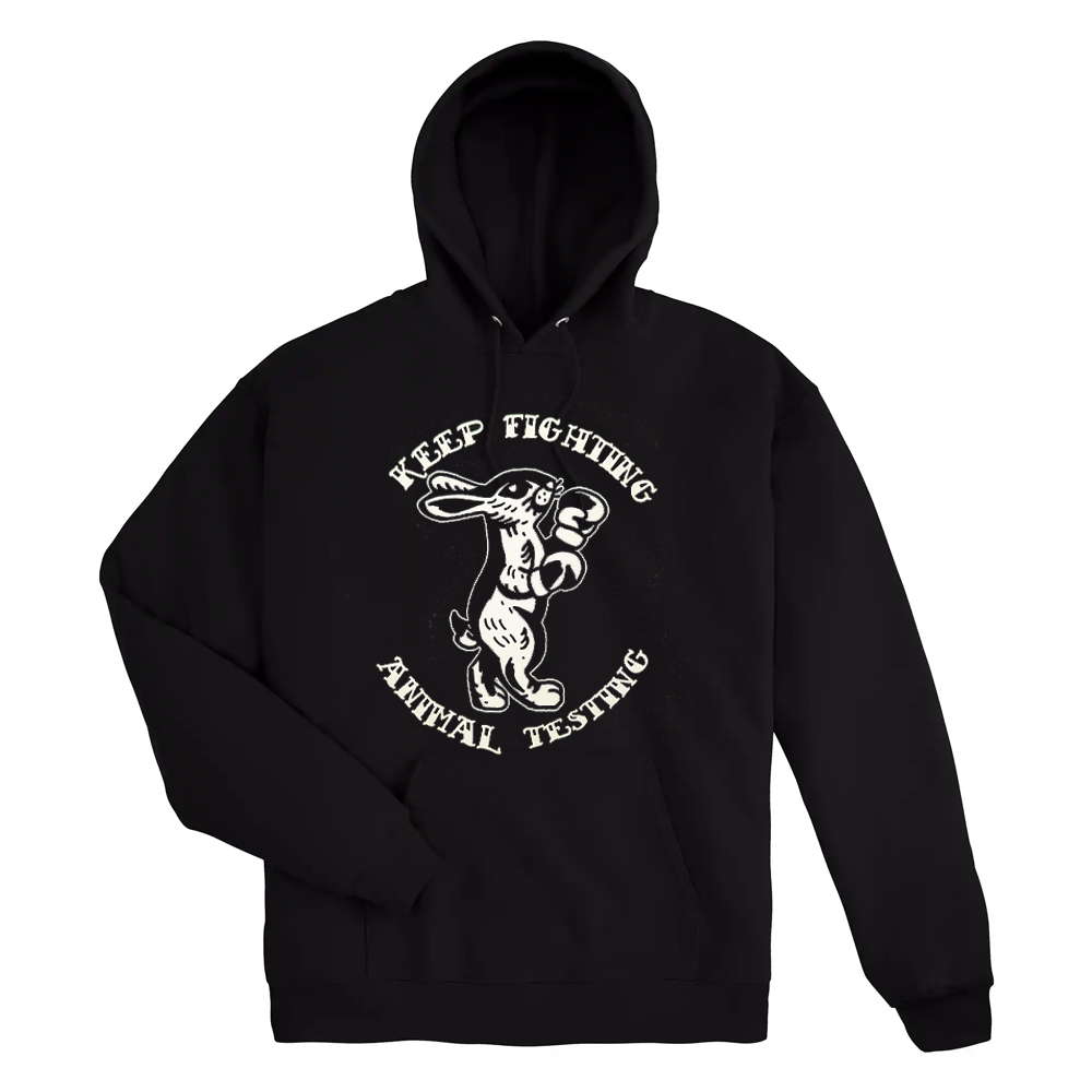 Vegan Supply 'Keep Fighting Animal Testing' Black Unisex Hoodie