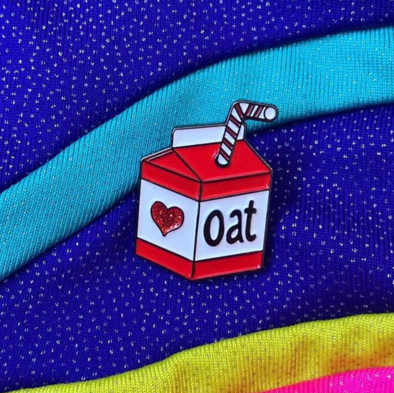 Vegan Power Co Red Oat Milk Enamel Pin
