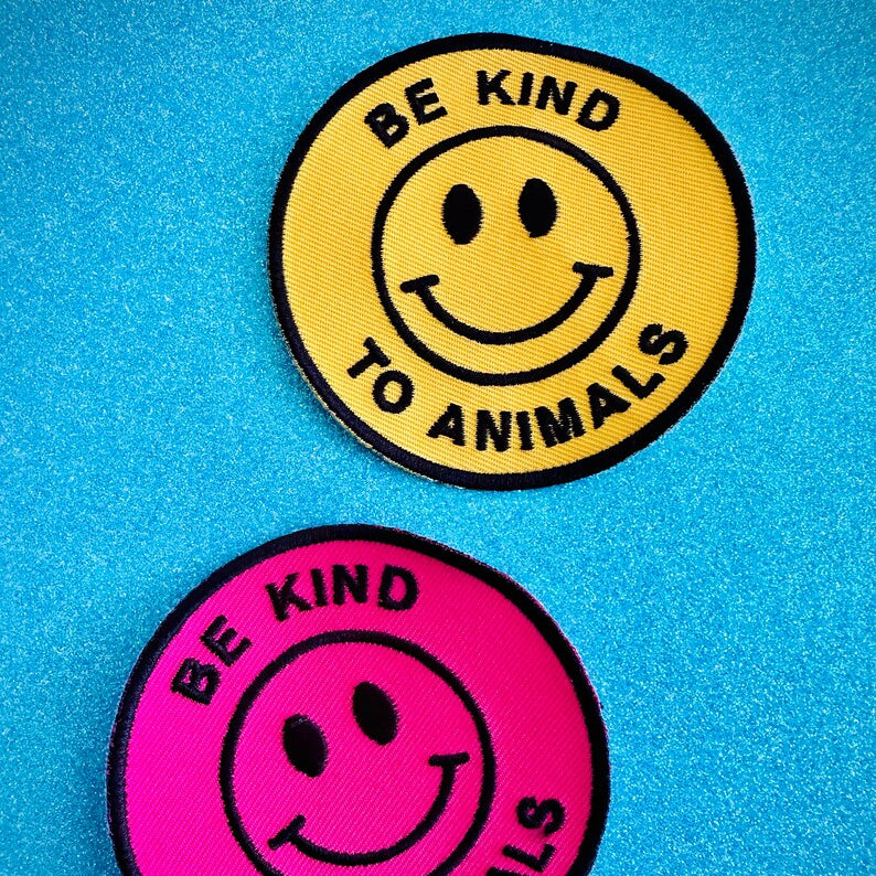 Vegan Power Co 'Be Kind to Animals' Smiley Face Patch