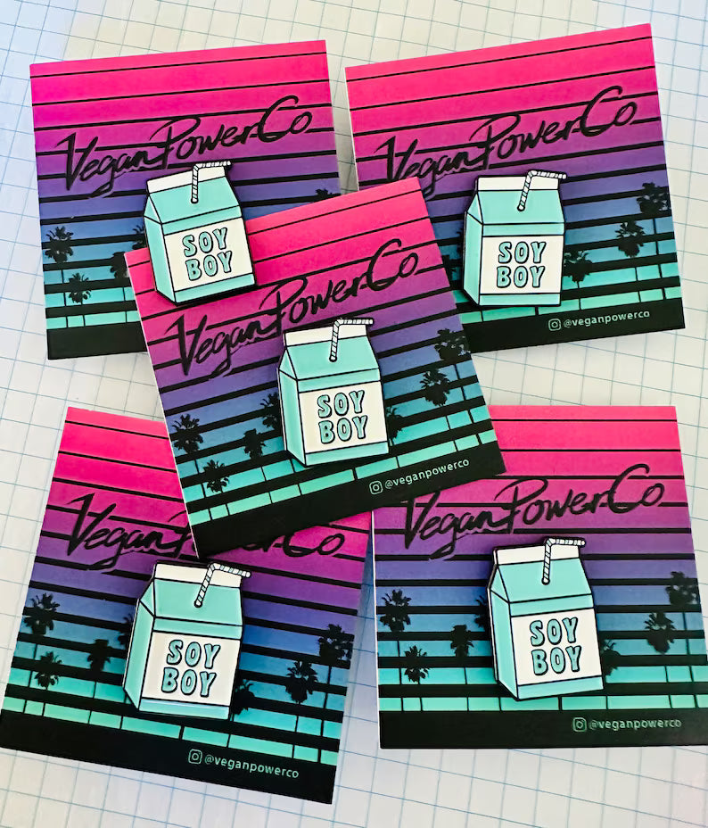 Épingle en émail au lait d'avoine bleu Vegan Power Co