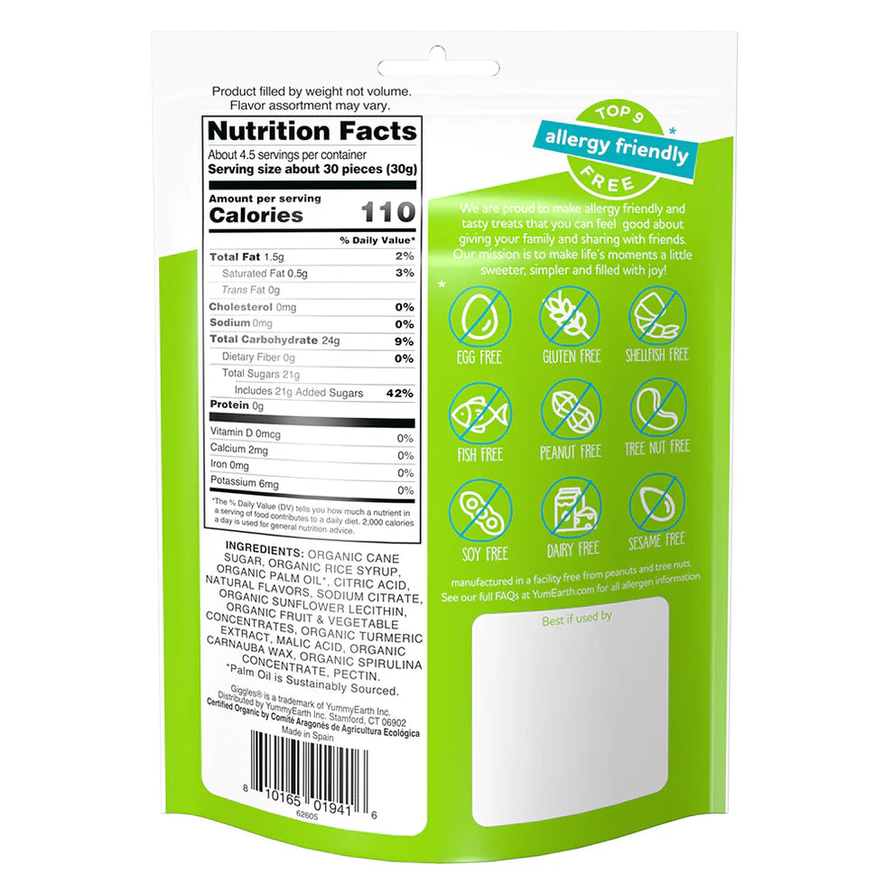 YumEarth Organic Sour Giggles Candy Bites - 142g