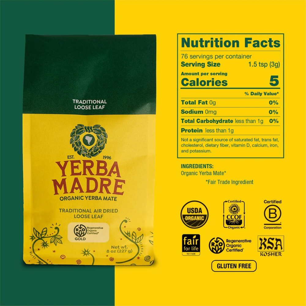 Yerba Madre Traditional Yerba Mate Dried Loose Leaf Tea - 227g