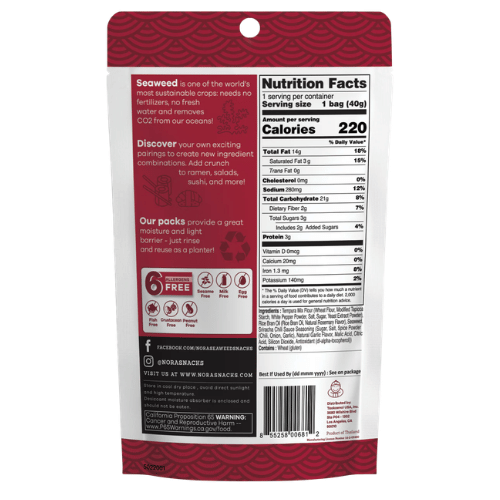 Nora Sriracha Tempura Seaweed Snacks- 40g