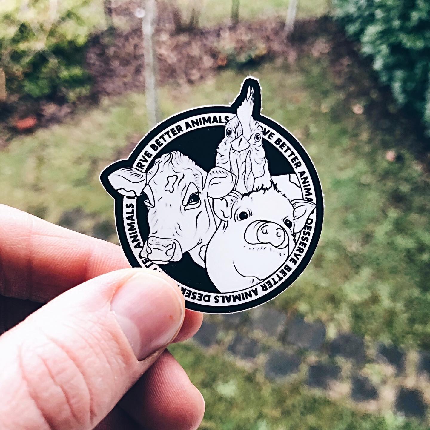 Plant Active 'Love All Kinds' Cow, Chicken, Pig Sticker