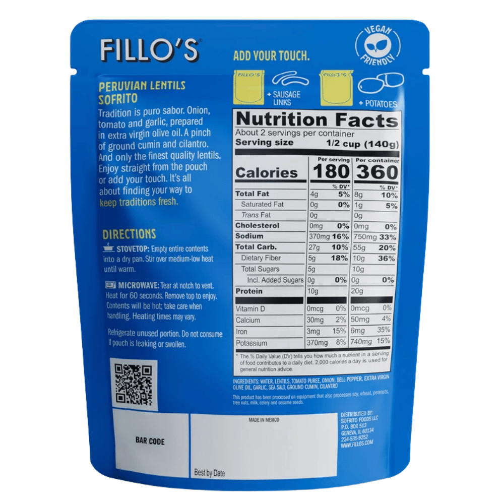 Fillo's Peruvian Lentils Sofrito - 283g