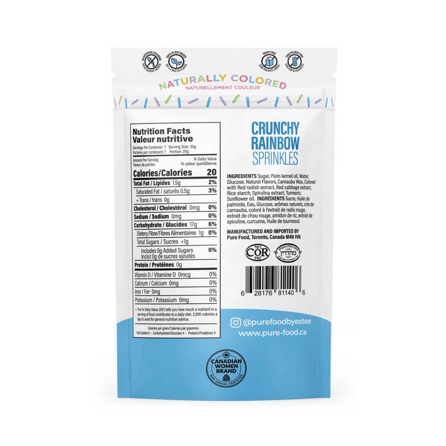 Pure Food Rainbow Sprinkles - 142 g