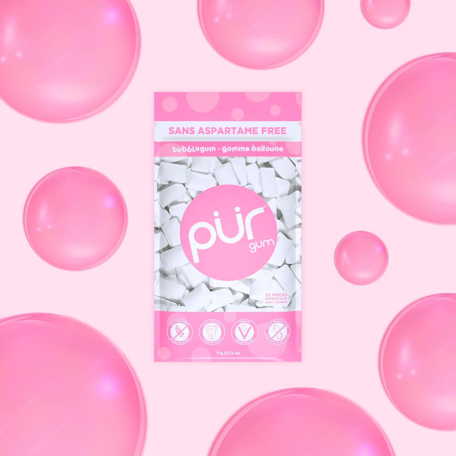 Pur Bubblegum Gum - 77g