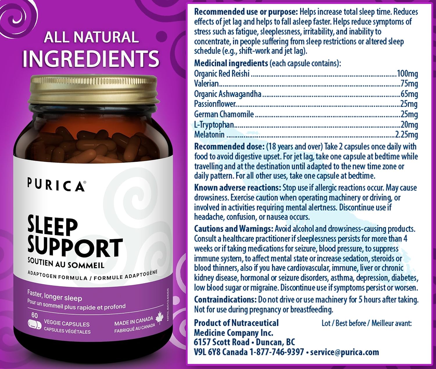 Purica Sleep Support - 60 Caps