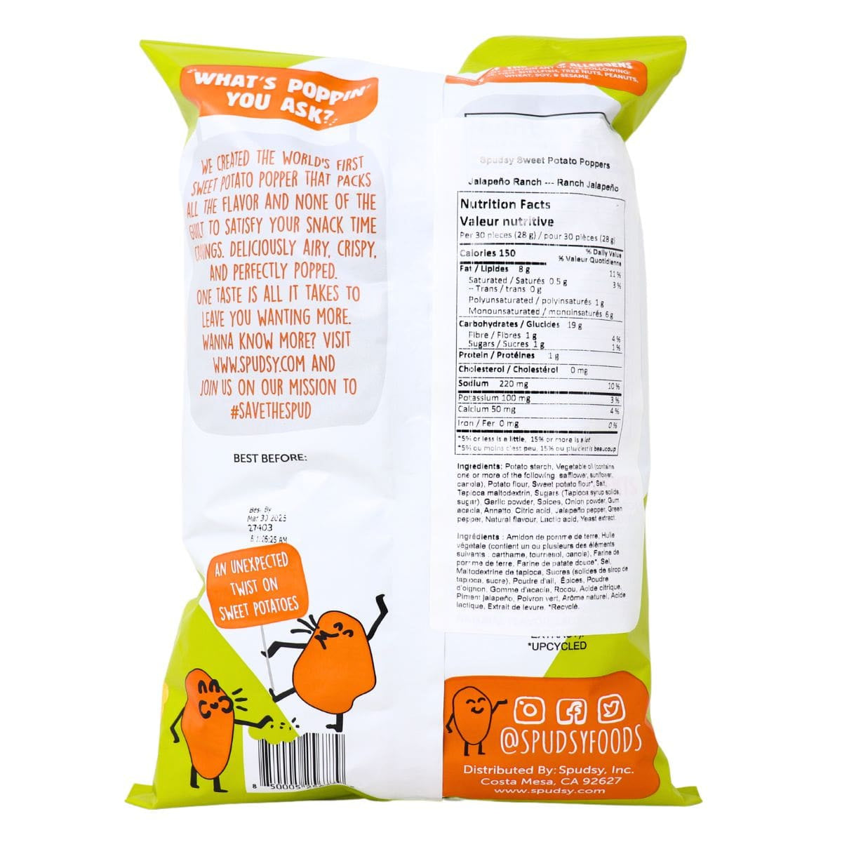 Spudsy Jalapeno Ranch Sweet Potato Poppers - 113g