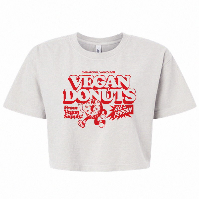 Vegan Supply 'Vegan Donut' White Unisex Cropped T-Shirt