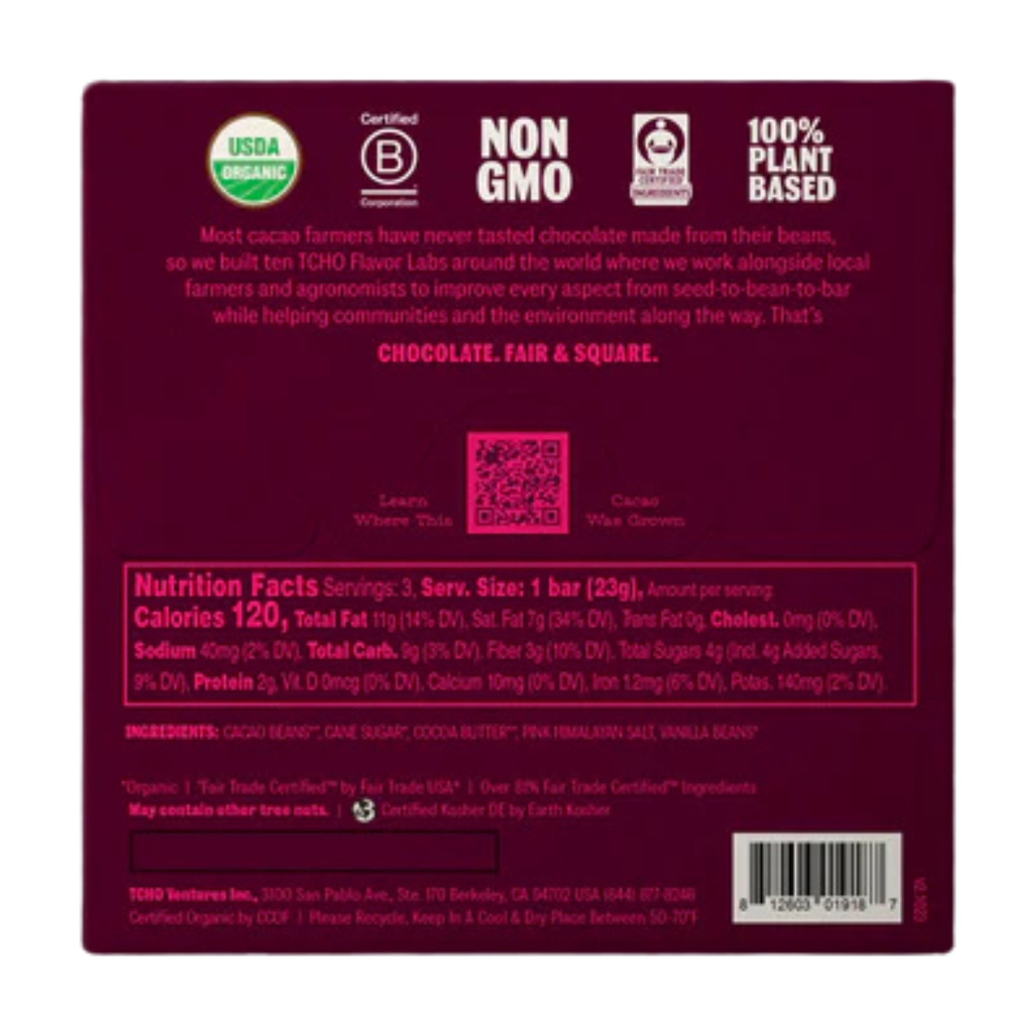 TCHO Dark & Salty Dark Chocolate - 70g