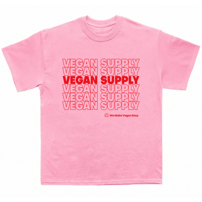 Vegan Supply 'Stacked Logo' Pink Unisex T-Shirt