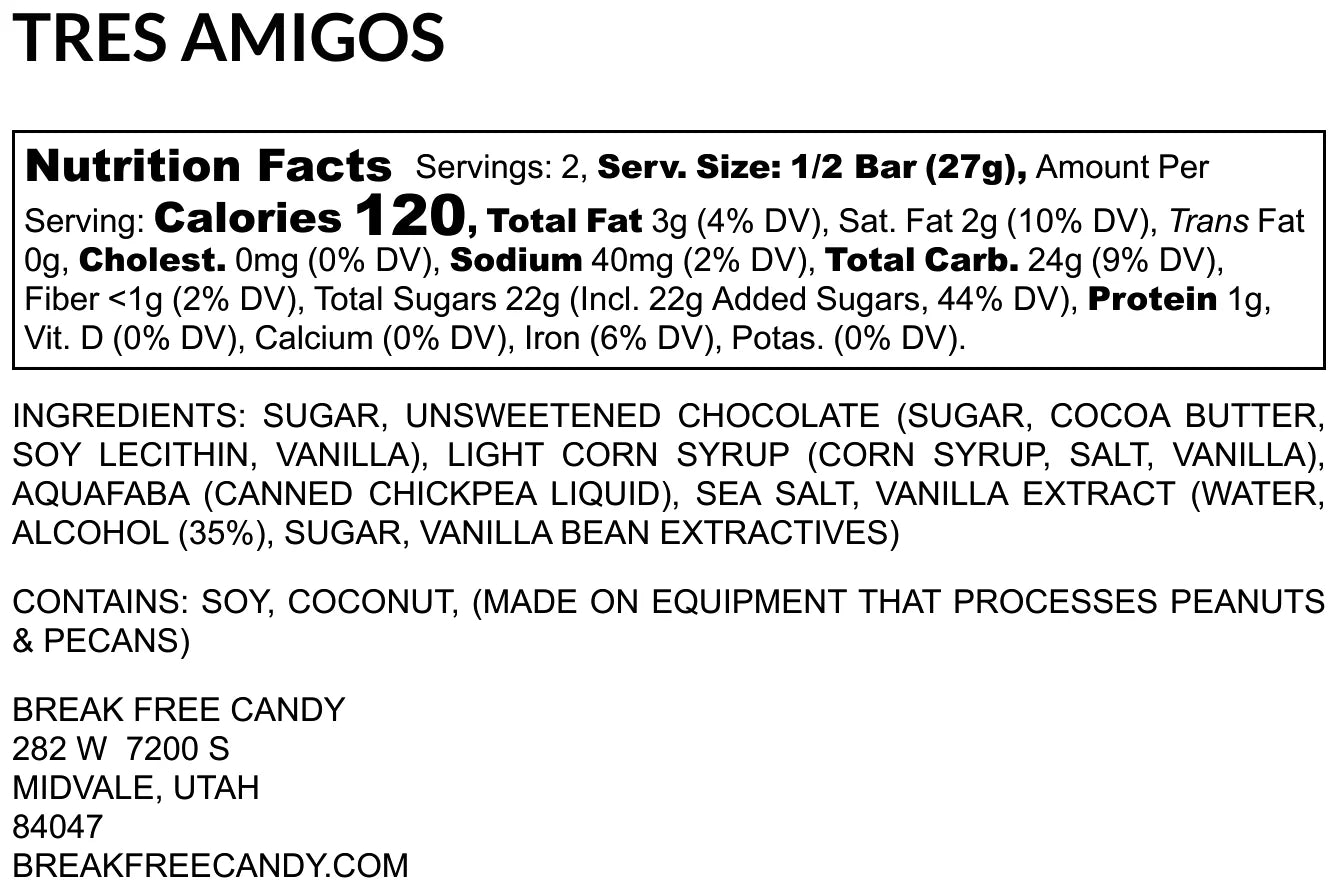 Break Free Tres Amigos Chocolate Bar - 54g
