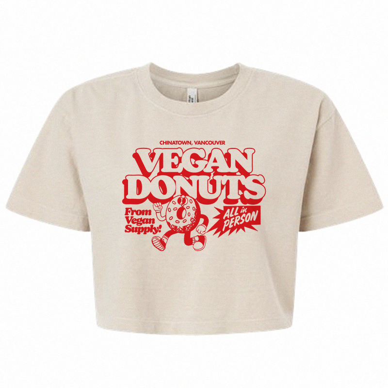 Vegan Supply 'Vegan Donut' Cream Unisex Cropped T-Shirt