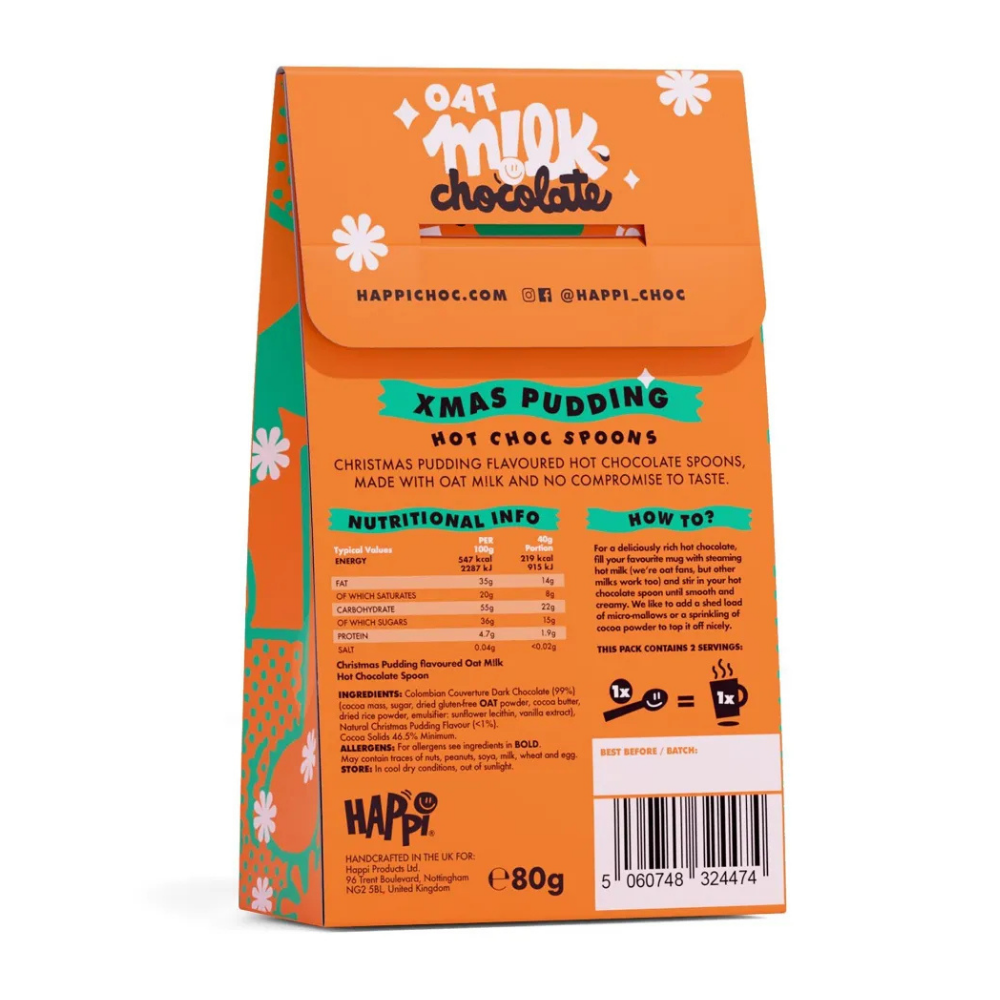 Happi Christmas Pudding Hot Chocolate Spoons (2-pack) - 80g