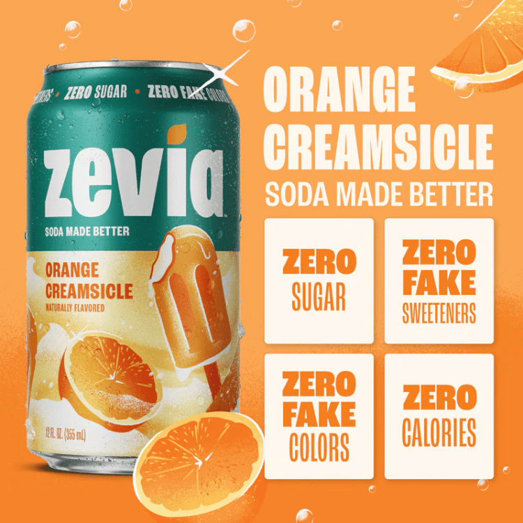 Zevia Orange Creamsicle Zero Sugar Soda - 355ml