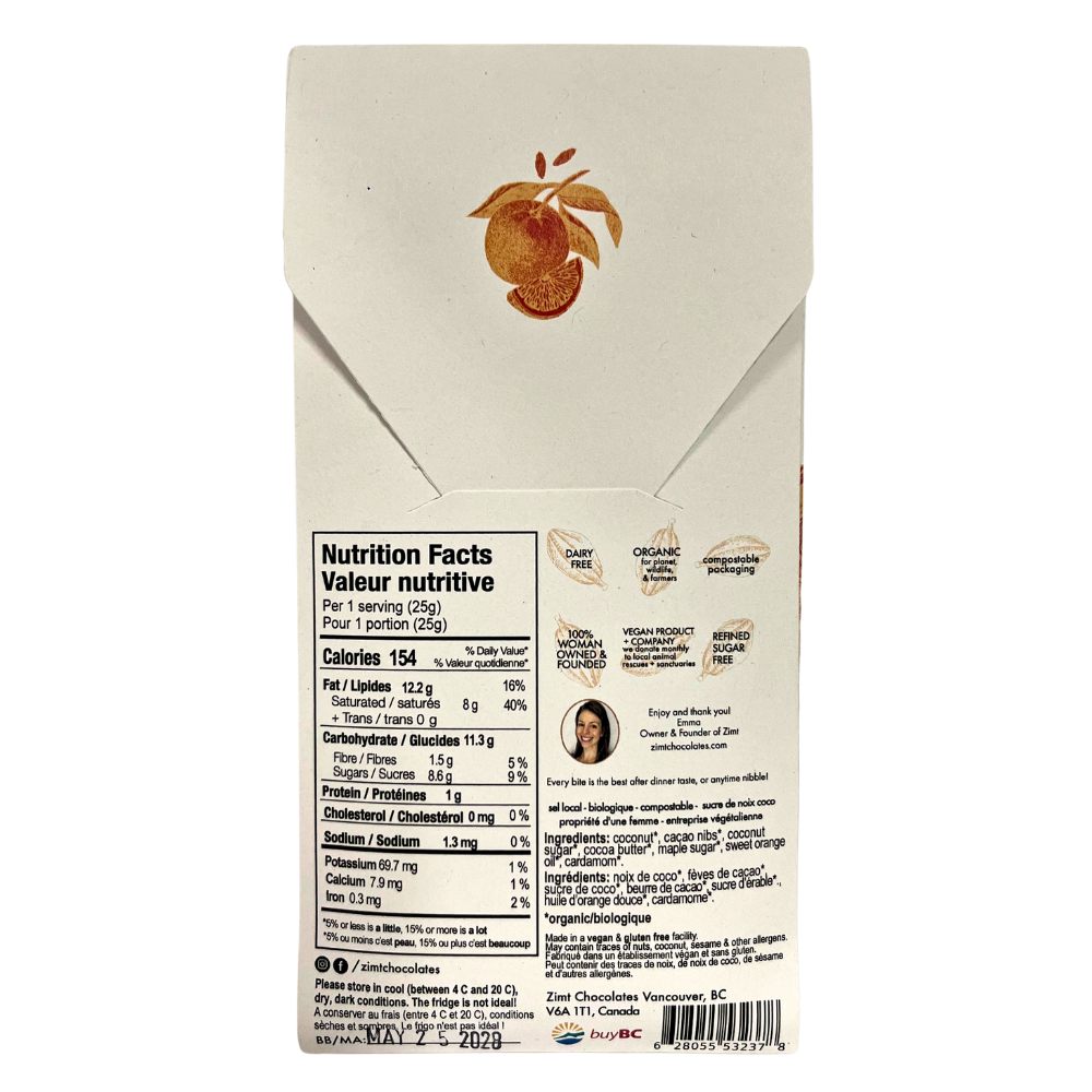Zimt Sweet Orange Cardamom Chocolate Bar - 50g