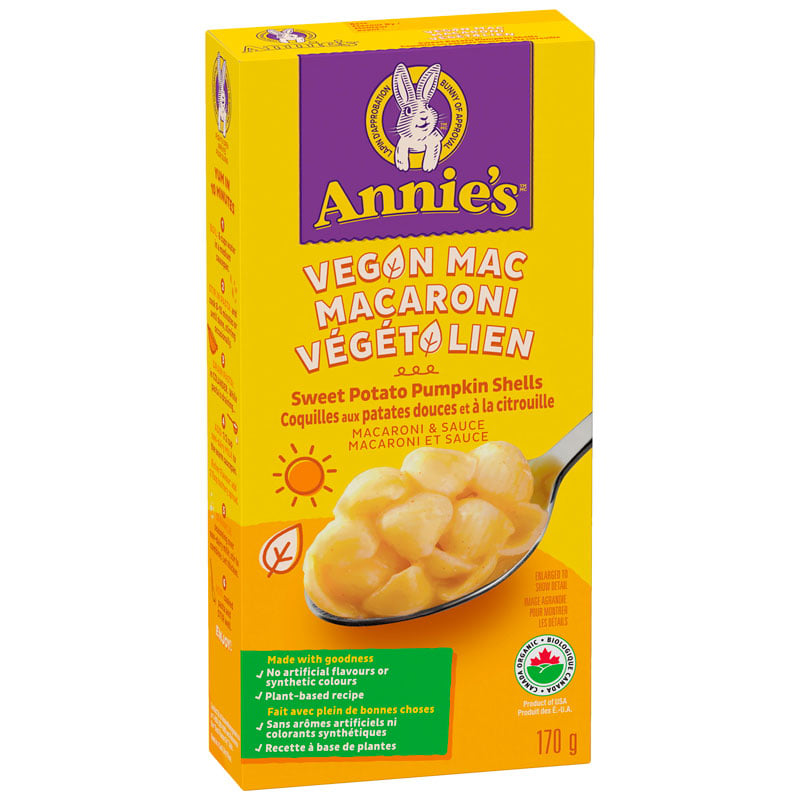 Annie's Homegrown Coquilles Végétaliennes Biologiques Et Citrouille De Patate Douce - 170g