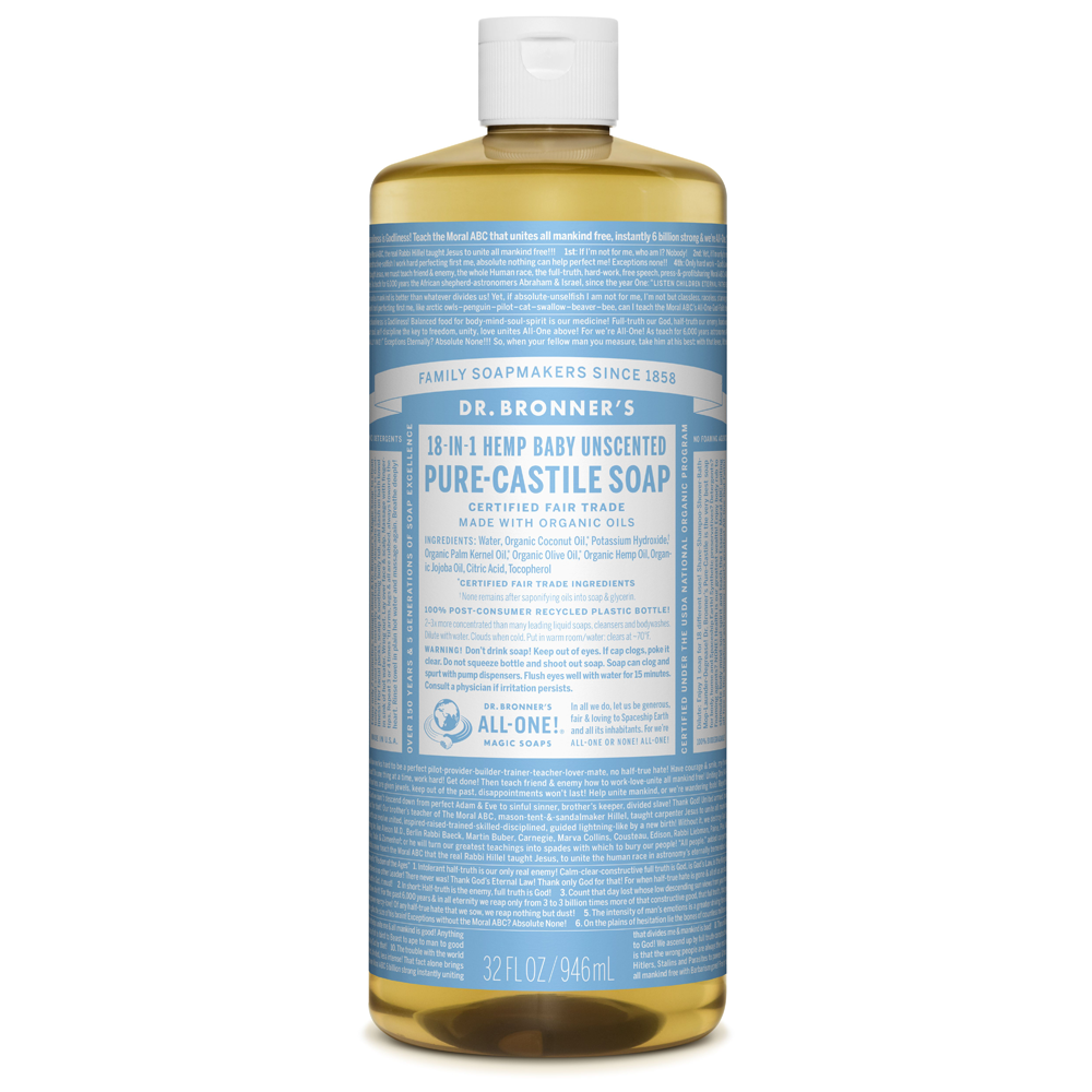 Dr. Bronner's Baby Unscented Pure-Castile Liquid Soap - Multiple Sizes