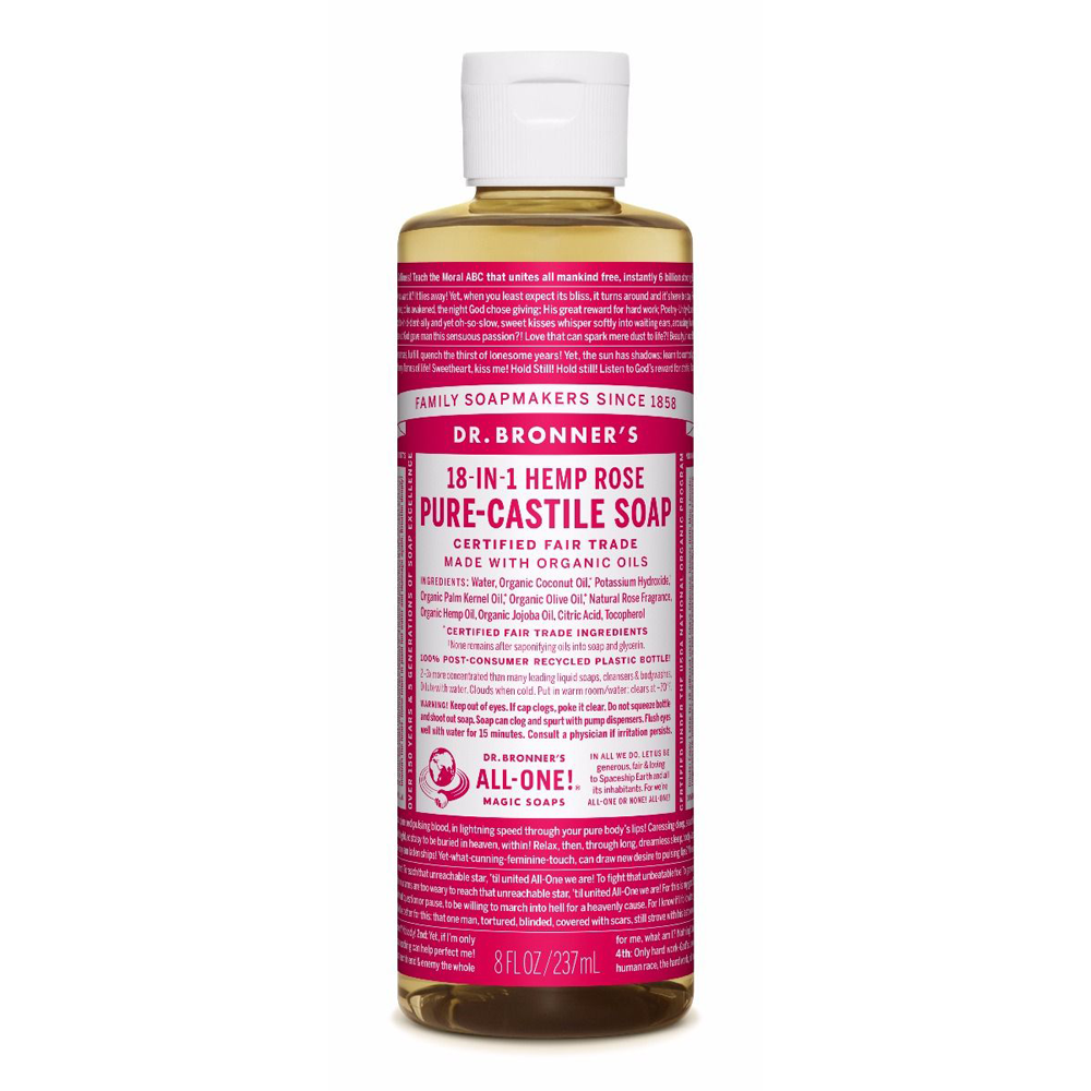 Dr. Bronner's Rose Pure-Castile Liquid Soap - Multiple Sizes