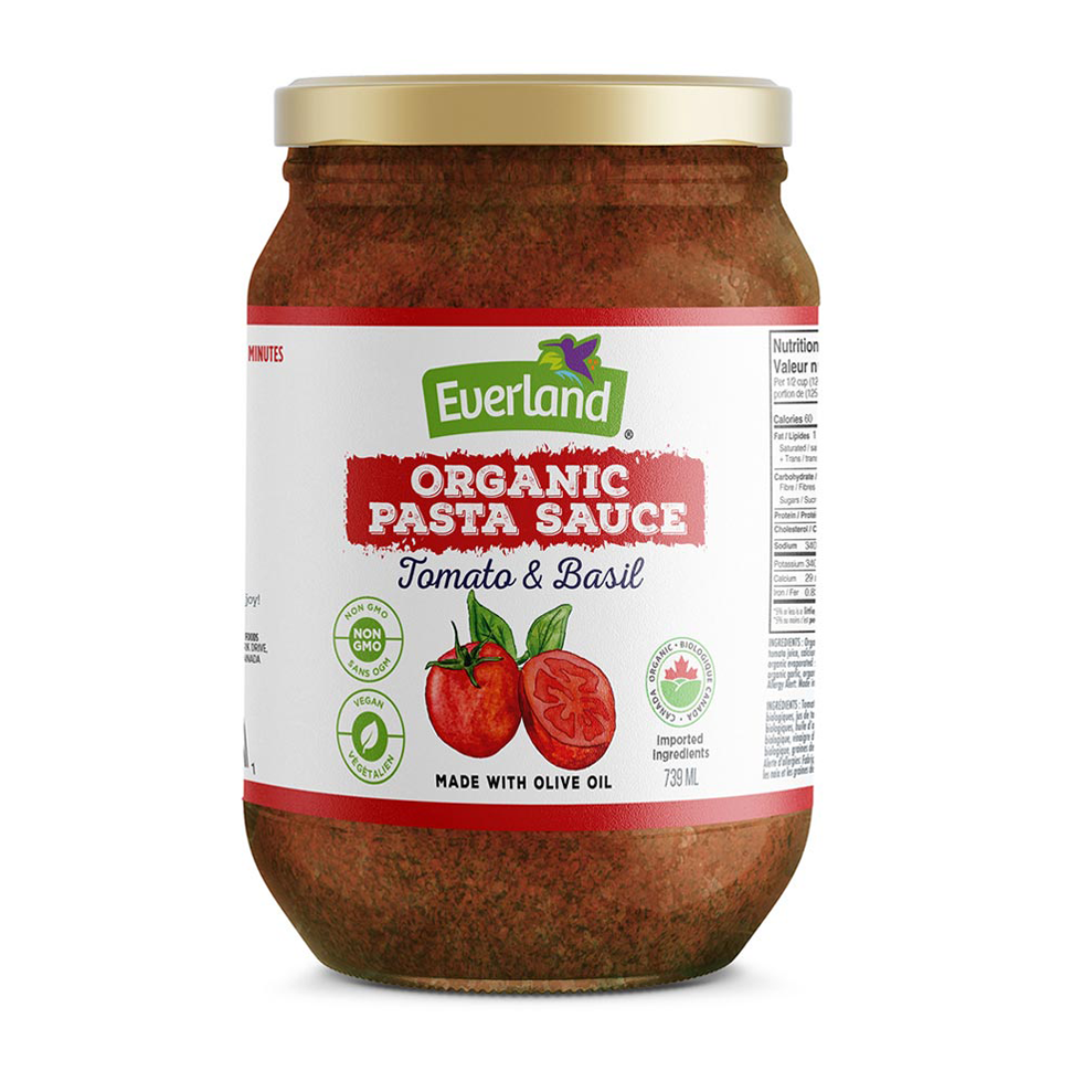 Everland Tomate Basilic Sauce pour Pâtes Biologique - 739ml
