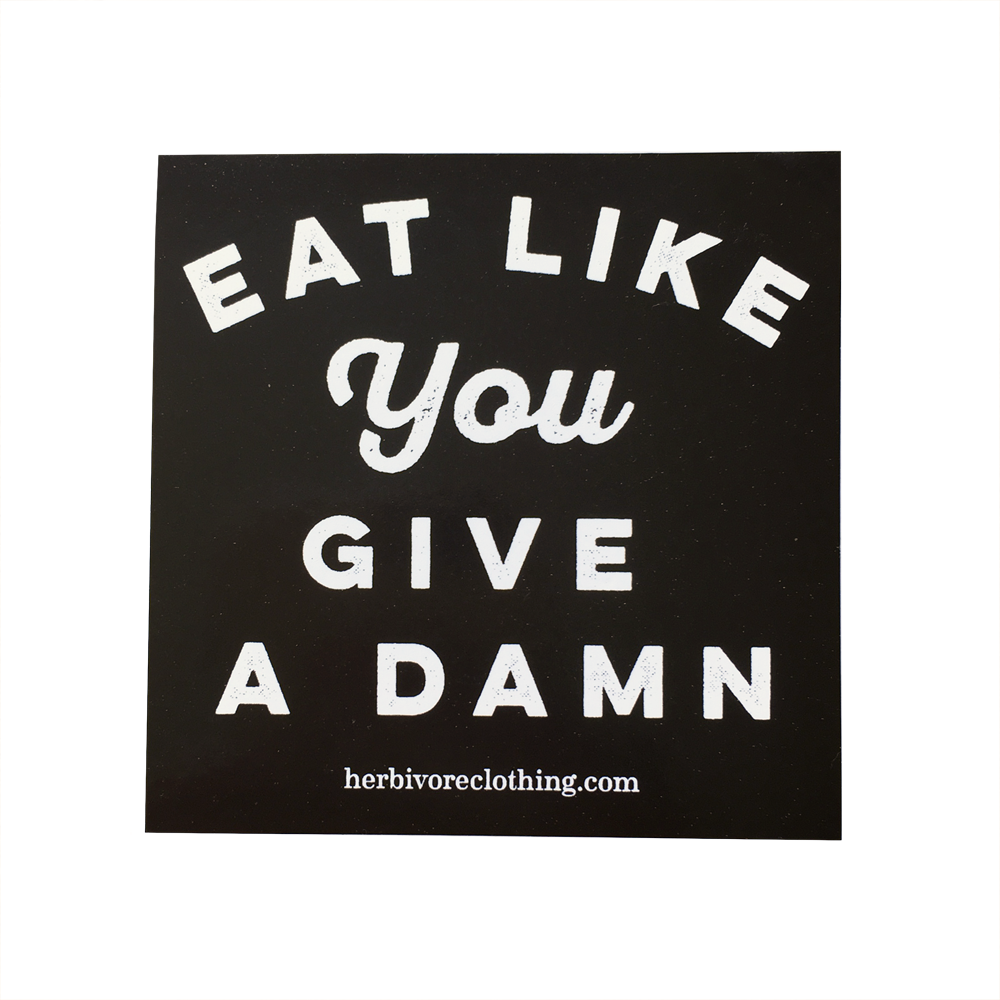 Herbivore Clothing Co 'Eat Like You Give a Damn' Noir Sticker