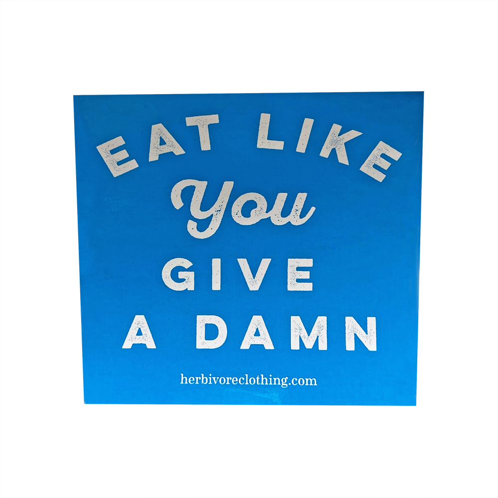 CLEARANCE - Herbivore Clothing Co 'Eat Like You Give a Damn' Blue Sticker