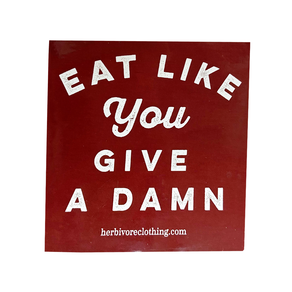 CLEARANCE - Herbivore Clothing Co 'Eat Like You Give a Damn' Maroon Sticker