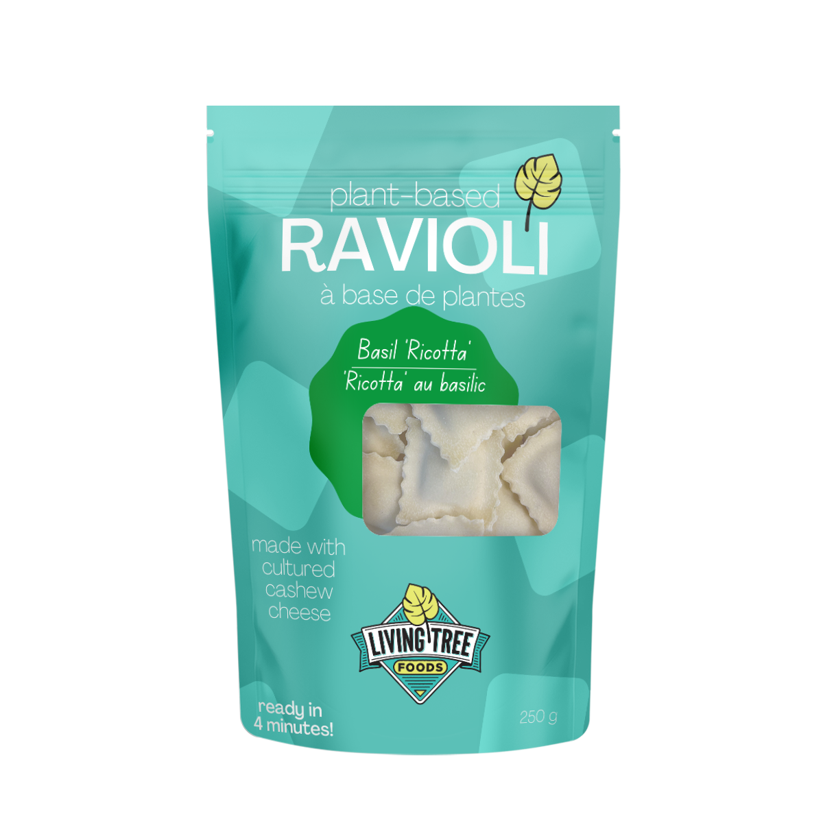 Living Tree Foods Basil Ricotta Ravioli - 250g