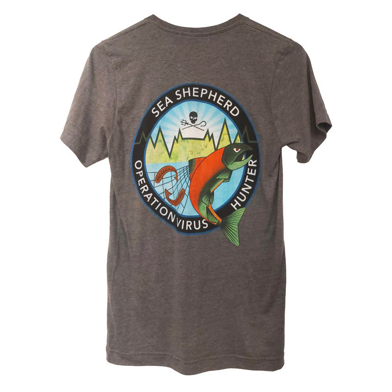T-shirt Operation Virus Hunter de Sea Shepherd pour hommes - Gris