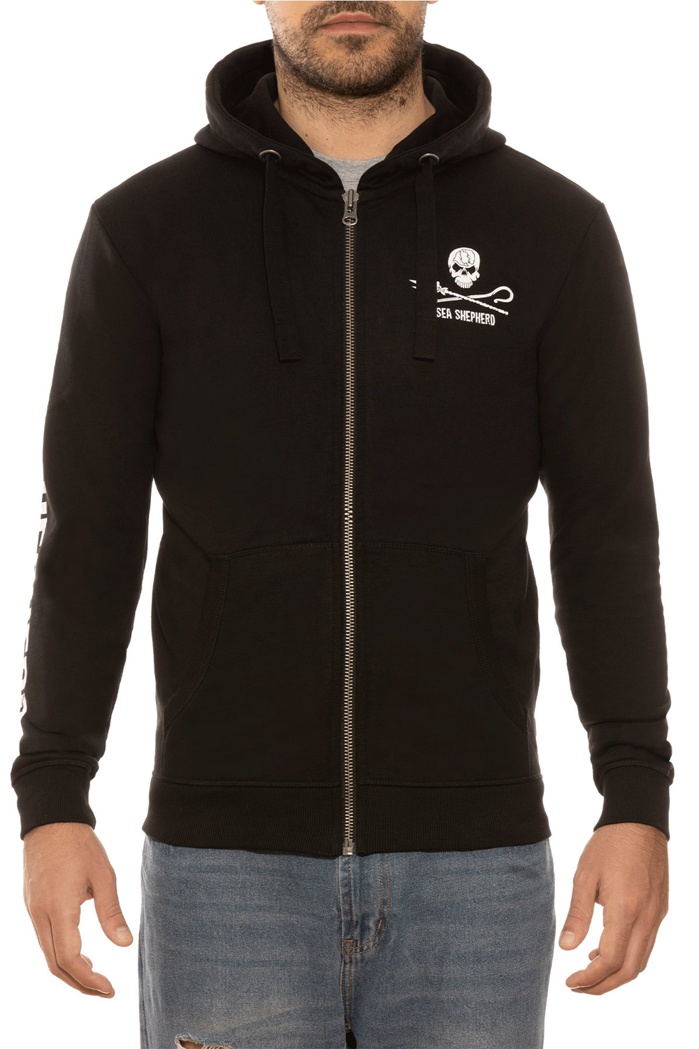Sweat à capuche zippé Jolly Roger pour hommes de Sea Shepherd - Noir